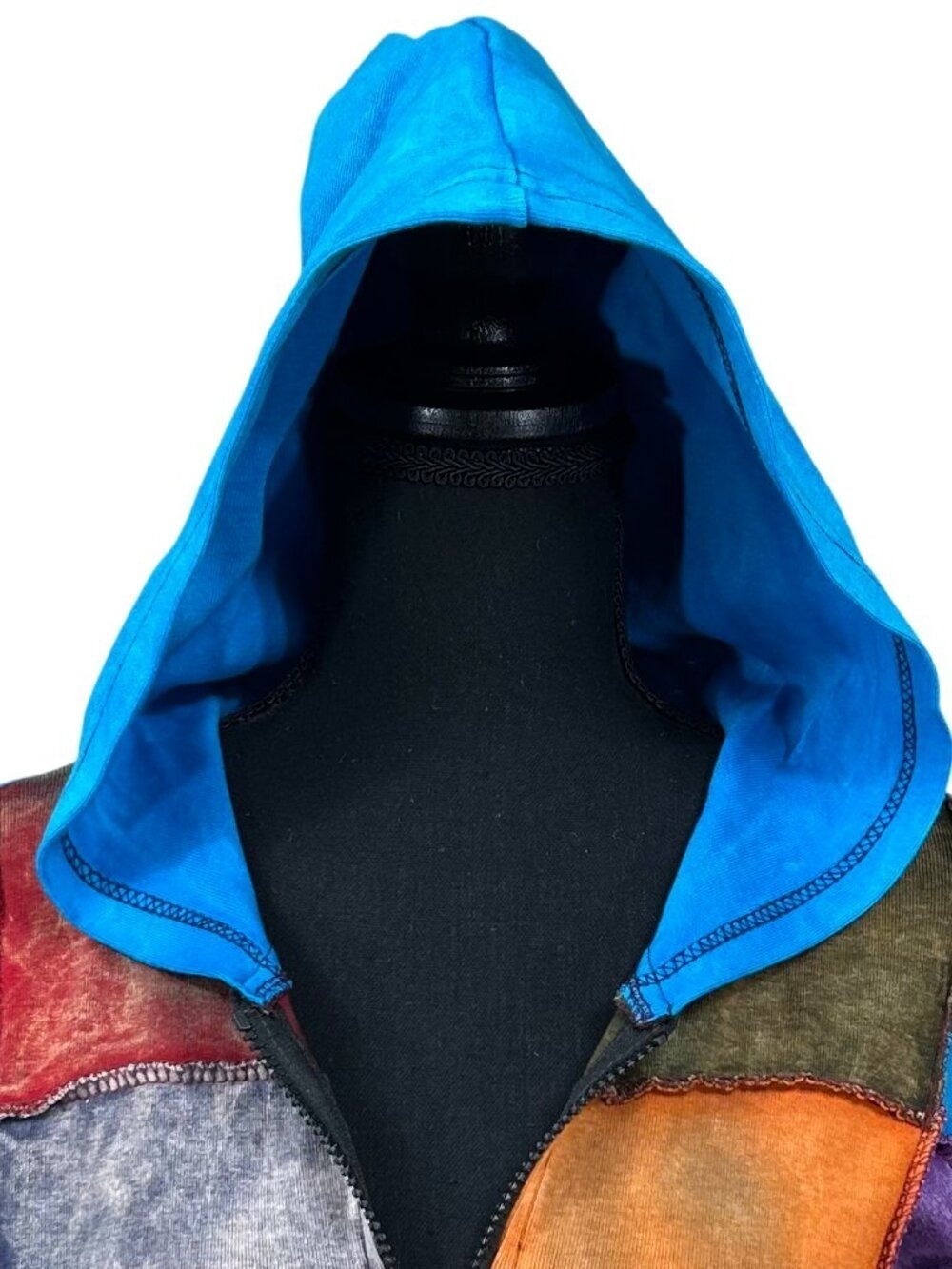 India Boutique Y2K Cotton Patchwork Hippy Hoodie Jacket Size M - Picture 6 of 11
